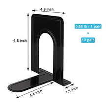 Load image into Gallery viewer, Jekkis 20pcs Metal Bookends, Heavy Duty Book Ends, 6.6 x 5.7 x 4.9 inches Black Bookend Supports, Nonskid Bookends for Shelves, Office and Home