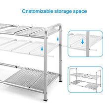 Load image into Gallery viewer, Simple Trending 2-Tier Under Sink Expandable Cabinet Shelf Organizer Rack for Kitchen Bathroom Storage, Silver