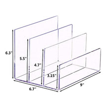 Load image into Gallery viewer, Clear Acrylic File Sorter, 3 Sections Desk Plastic File Folder Rack, Clear Office File Organizer for Document Paper Letter Book Envelope Laptop Makeup Eye Shadow Palette Mail Electronic Purse