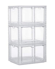 Load image into Gallery viewer, Stackable Sneaker Storage Box with 4-Side Door, Clear Plastic Shoe Storage Box Sneaker Display Case Fits for Men's 11/Women's 12 (3 Pack)