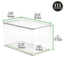 Load image into Gallery viewer, mDesign Stackable Closet Plastic Storage Box with Lid - Container for Organizing Child's/Kids Toys, Action Figures, Crayons, Markers, Building Blocks, Puzzles, Crafts - 7" High, 2 Pack - Clear