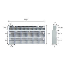Load image into Gallery viewer, OEMTOOLS 21-Bin Set, Store Small Hardware 23.9” x 11.9”, Labels Included, Organization and Storage, Easy to Mount, Gray