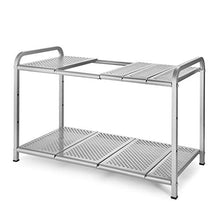 Load image into Gallery viewer, Simple Trending 2-Tier Under Sink Expandable Cabinet Shelf Organizer Rack for Kitchen Bathroom Storage, Silver