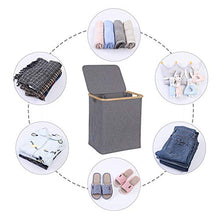 Load image into Gallery viewer, Hosroome Bamboo Laundry Basket with Lid Hampers for Laundry Hamper with Handles Foldable Hamper Easily Transport Laundry,Grey
