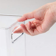 Load image into Gallery viewer, mDesign Slim Plastic Storage Container Bin with Handles - Bathroom Cabinet Organizer for Toiletries, Makeup, Shampoo, Conditioner, Face Scrubbers, Loofahs, Bath Salts - 5" Wide, 4 Pack - Clear