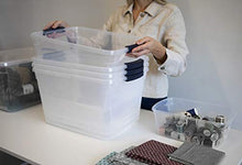 Load image into Gallery viewer, Rubbermaid Cleverstore Clear 30 QT Pack of 6 Stackable Plastic Storage Containers with Durable Latching Clear Lids