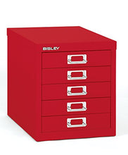 Load image into Gallery viewer, Bisley 5 Drawer Steel Desktop Multidrawer Storage Cabinet, Red (MD5-RD)