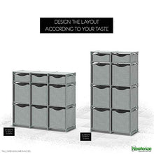 Load image into Gallery viewer, 9 Cube Organizer | Set of Storage Cubes Included | DIY Closet Organizer Bins | Cube Organizers and Storage Shelves Unit | Closet Organizer for Bedroom, Playroom, Livingroom, Office, Dorm (Grey)