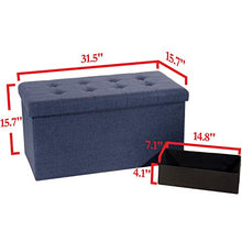 Load image into Gallery viewer, Seville Classics Foldable Tufted Storage Bench Ottoman, Midnight Blue