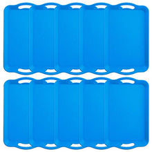 Load image into Gallery viewer, 10-Pack Handled Cafeteria Trays - 14" x 9" Rectangular Wood Grain Textured Plastic Food Serving TV Tray - Great for Restaurant Buffets, Diners, School Lunch, Cafe Commercial Kitchen - Set of 10 (Blue)