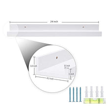 Load image into Gallery viewer, AZSKY Rustic Picture Wall Ledge for Photo Frames, Country Style,Floating Wall Shelf, Set of 2(Solid Pine Wood, 24 Inches)