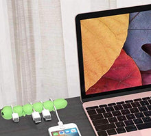 Load image into Gallery viewer, Cable Organizer - Cord Organizer - Desk Cord Holder - Cable Management Clips - Caterpillar, 2 pcs Green & Black, Clutter Aide