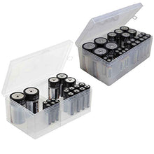 Load image into Gallery viewer, Battery Storage Box Organizer Pack of 2 Cases. Stores AAA, AA, C and D Size. Holds up to 34 Batteries per Pack. by Massca