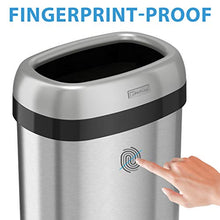 Load image into Gallery viewer, iTouchless 16 Gallon Oval Open Top Trash Can and Recycle Bin with Odor Control System, Stainless Steel Commercial Grade, Large 12-Inch Opening, for Home, Restaurant, Restroom, Office, 61 Liter