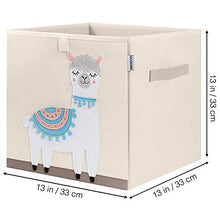 Load image into Gallery viewer, CLCROBD Foldable Animal Cube Storage Bins Fabric Toy Box/Chest/Organizer for Kids Nursery, 13 inch (Llama)