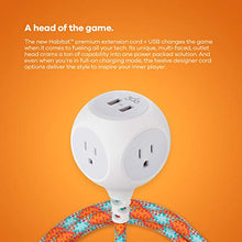 Load image into Gallery viewer, 360 Electrical 360466 Habitat Braided Extension Cord w/ 2.4A Dual USB, 6 ft, Accent-Poppy Fields, 6 ft, 6 Ft