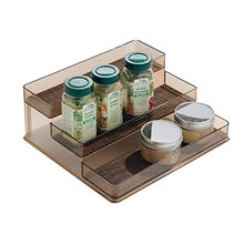 Load image into Gallery viewer, iDesign Twillo Plastic Stadium Spice Rack, 3-Tier Organizer for Kitchen Pantry, Cabinet, Countertops, Vanity, Office, Craft Room, 9.2" x 10" x 4", Bronze