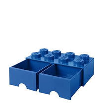 Load image into Gallery viewer, Room Copenhagen LEGO Brick Drawer, 8 Knobs, 2 Drawers, Stackable Storage Box, Bright Blue (40061731)