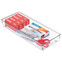 Load image into Gallery viewer, iDesign Linus Plastic Kitchen Drawer Organizer for Silverware, Spatulas, Cutlery, Gadgets, Office Supplies, Cosmetics, Set of 2, Clear