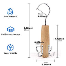 Load image into Gallery viewer, HangerSpace Natural Wooden Belt Hanger 2 Pack, Smooth Finish Solid Wood Belt Racks with 360° Swivel Hook, Space Saving Closet Organizer Holder for Scarves, Belts, Ties