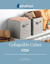 Load image into Gallery viewer, Whitmor Set of 2-10 x 10 x 10 inches-Gray Collapsible Cubes