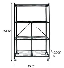 Load image into Gallery viewer, Origami 4-Shelf Foldable Storage Shelves | for Garage Kitchen Bakers Closet, Metal Wire, Collapsible Organizer Rack, Holds up to 1000 pounds, Powder-Coated Steel, Heavy Duty | Pewter