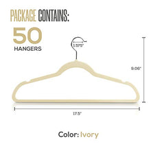 Load image into Gallery viewer, Utopia Home Premium Velvet Hangers - Pack of 50-360-degree rotatable Hook - Durable & Slim - Non Slip Hangers for Coat Hangers - Pant Hangers - Ivory