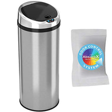Load image into Gallery viewer, iTouchless 13 Gallon Touchless Sensor Kitchen Trash Can with Odor Control System, Brushed Stainless Steel, Round Garbage Bin for Home or Office - IT13RCB
