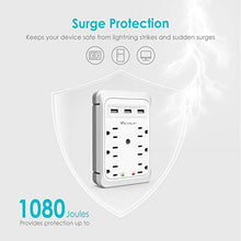 Load image into Gallery viewer, Socket Outlet Shelf, VICOUP 9 Port Multi Plug Wall Outlet Surge Protector 1080J with 3 USB Ports (3.4A Total), and Super Convenient Shelf for Cell Phone Placement - VI168