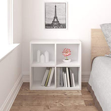 Load image into Gallery viewer, Way Basics Eco Stackable Quad Cube 4 Cubby Storage Shelf Organizer (Tool-Free Assembly and Uniquely Crafted from Sustainable Non Toxic zBoard Paperboard), White