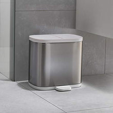 Load image into Gallery viewer, Joseph Joseph Split Step Trash Can Recycle Bin Dual Compartments Removable Buckets, 1.6 Gallon/6 Liter, Stainless Steel