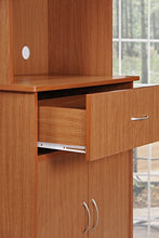Load image into Gallery viewer, HODEDAH IMPORT Long Standing Kitchen Cabinet with Top & Bottom Enclosed Cabinet Space, One Drawer, Large Open Space for Microwave, Cherry