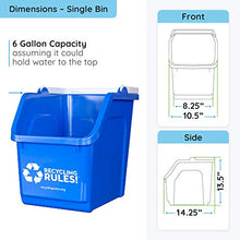 Load image into Gallery viewer, 4 Pack of Bins - Blue Stackable Recycling Bin Container with Handle 6 Gallon