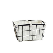 Load image into Gallery viewer, DODXIAOBEUL Handmade -Open Storage Bread Food Basket,Kitchen Cabinet and Pantry Storage Organizer Bin & Containers- Two Cut-Out Handles Wire Metal with Canvas Lining 13x10x7.5 Inches Black