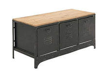 Load image into Gallery viewer, Deco 79 51851 Brown Metal & Wood Storage Bench with 3 File Cabinet Drawers, 39” x 19”