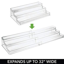 Load image into Gallery viewer, mDesign Large Plastic Adjustable, Expandable Kitchen Cabinet, Pantry, Step Shelf Organizer/Spice Rack with 3 Tiered Levels of Storage for Spice Bottles, Jars, Seasonings, Baking Supplies - Clear