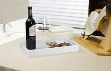 Load image into Gallery viewer, Glossy White Sturdy Acrylic Serving Tray with Handles-10x15Inch-Serving Coffee,Appetizer,Breakfast,Butler-Kitchen Countertop Tray-Makeup Drawer Organizer-Vanity Table Tray-Ottoman Tray-Decorative Tray