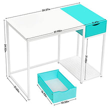 Load image into Gallery viewer, SINPAID Computer Desk with Drawers Small White Home Office Desk Powerful Storage Capacity Kids Desk with Host Stand Modern Makeup Dressing Table, 40 inches, White & Turquoise