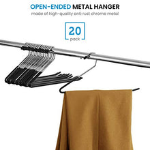 Load image into Gallery viewer, ZOBER Slack/Trousers Pants Hangers - 20 Pack - Strong and Durable Anti-Rust Chrome Metal Hangers, Non Slip Rubber Coating, Slim & Space Saving, Open Ended Design for Easy-Slide Pant, Jeans, Slacks Etc