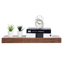 Load image into Gallery viewer, WELLAND 24 inch Walnut Mission Floating Shelves for Wall, Bathroom Wall Mount Shelves, Wood Modern Display Shelves, Book Shelves,for Bedroom,Living Room and Kitchen