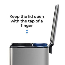 Load image into Gallery viewer, Home Zone Living 13 Gallon Kitchen Trash Can, Dual Compartment Recycle Combo, Slim Stainless Steel, 50 Liter
