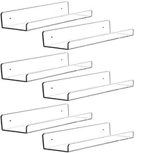 Load image into Gallery viewer, 6 PCS Acrylic Invisible Floating Bookshelf for Kids Room,15 inch Modern Picture Ledge Display Toy Storage Wall Shelf 5MM Thick U Shelves Storage Rack