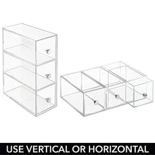 Load image into Gallery viewer, mDesign Home Office, Desk Organizer Storage Station for Storing Gel Pens, Erasers, Tape, Push Pins, Pencils, Markers - Space Saving - Use Vertically or Horizontally - 3 Drawers, 2 Pack - Clear