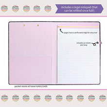 Load image into Gallery viewer, Steel Mill & Co Cute Clipboard Folio with Refillable Lined Notepad and Interior Storage Pocket for Women, Stylish Metallic Gold Floral on Navy Design Clipfolio, Navy Floral