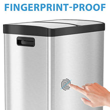 Load image into Gallery viewer, iTouchless 16 Gallon Dual Step Trash Can & Recycle, Stainless Steel Lid and Bin Body with Handle, Includes 2 x 8 Gallon (30L) Removable Buckets are Color-Coded, Soft-close and Airtight Lid