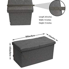 Load image into Gallery viewer, B FSOBEIIALEO Storage Ottoman with Filpping Lids, Ottoman Storage Bench Footrest Seat, Storage Organizer Toy Chest Linen 30"x15"x15" (Grey)