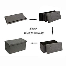 Load image into Gallery viewer, B FSOBEIIALEO Storage Ottoman with Filpping Lids, Ottoman Storage Bench Footrest Seat, Storage Organizer Toy Chest Linen 30"x15"x15" (Grey)