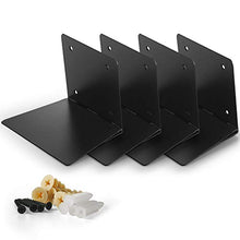 Load image into Gallery viewer, CRIZTA 4pcs Invisible Floating Bookshelf, Heavy Duty Wall Mounted Book Organizer, Metal Shelves Holder for Books, Large Size (Black)