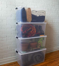 Load image into Gallery viewer, Rubbermaid Cleverstore Clear 95 QT Pack of 4 Stackable Large Storage Containers with Durable Latching Clear Lids