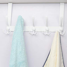 Load image into Gallery viewer, Dseap Over The Door Hook Hanger - 5 Tri Hooks, Heavy Duty Over The Door Towel Rack Coat Rack for Clothes Hat Towel, White, 2 Packs